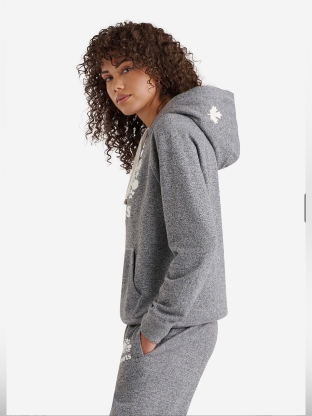 Roots Women’s Organic Original Kanga salt & pepper Hoodie XS